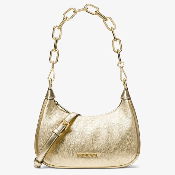 Michael Kors Cora Medium Metallic Leather Shoulder Bag - Picture 1 of 8